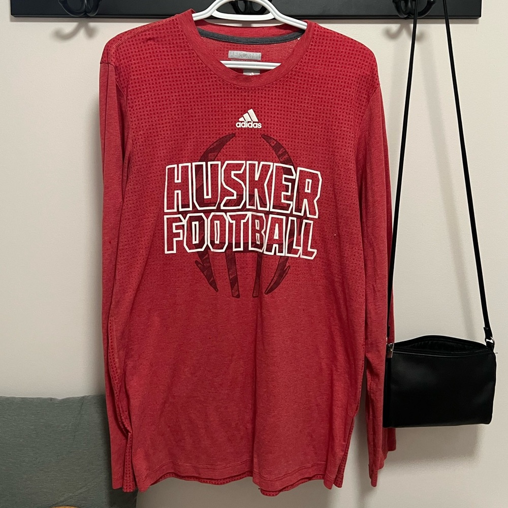 adidas AEROKNIT Huskers Football Long Sleeve Tee - L
